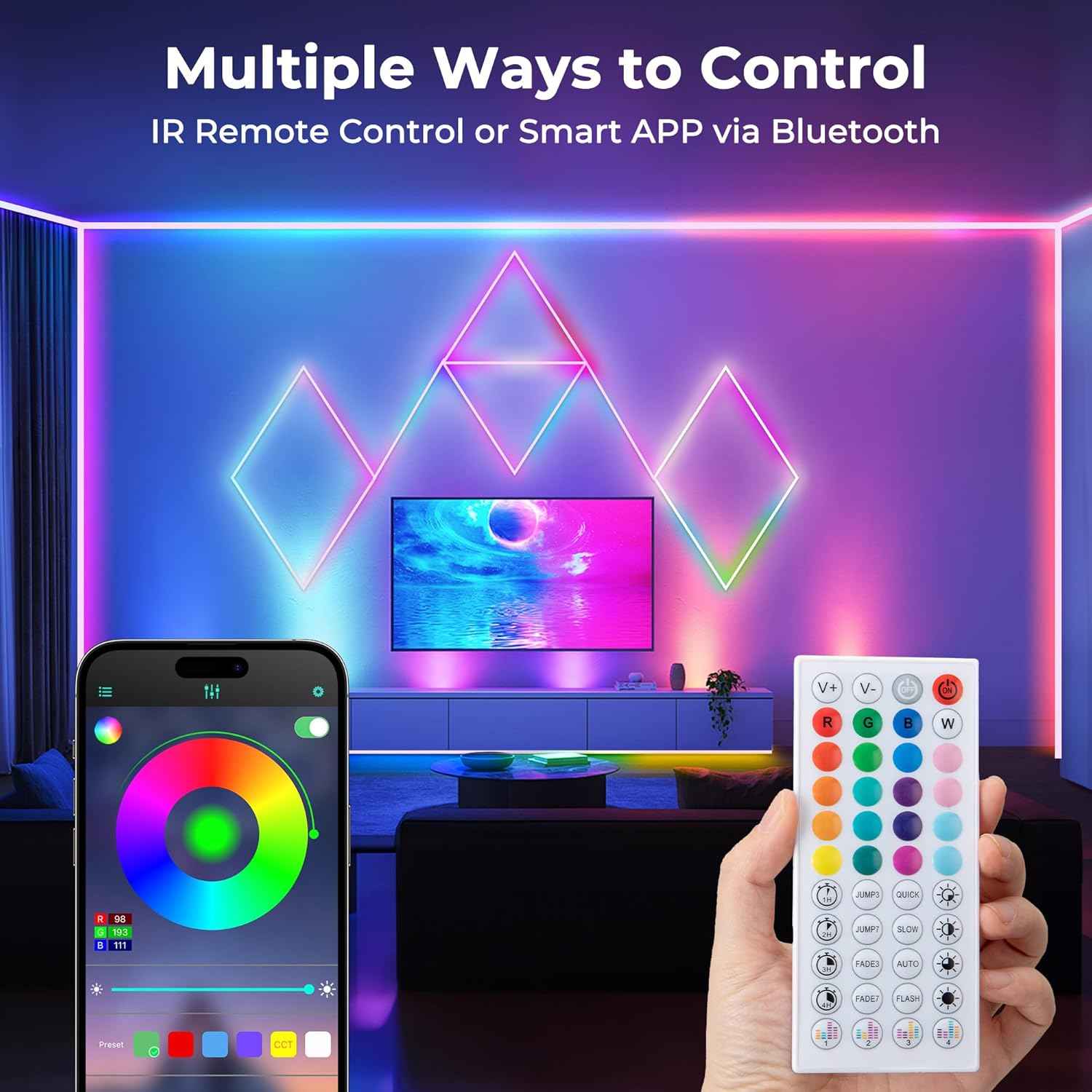 100FT Waterproof RGB LED Neon Rope Lights - App/Remote Control, Music Sync for Outdoor & Bedroom Decor