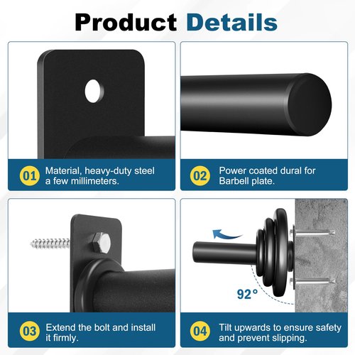 EVERYMATE Weight Plate Rack, Wall Mount Weight Plate Holder for Bumper Plates, Max Weight Capacity 330 lb, Home Gym Organizer
