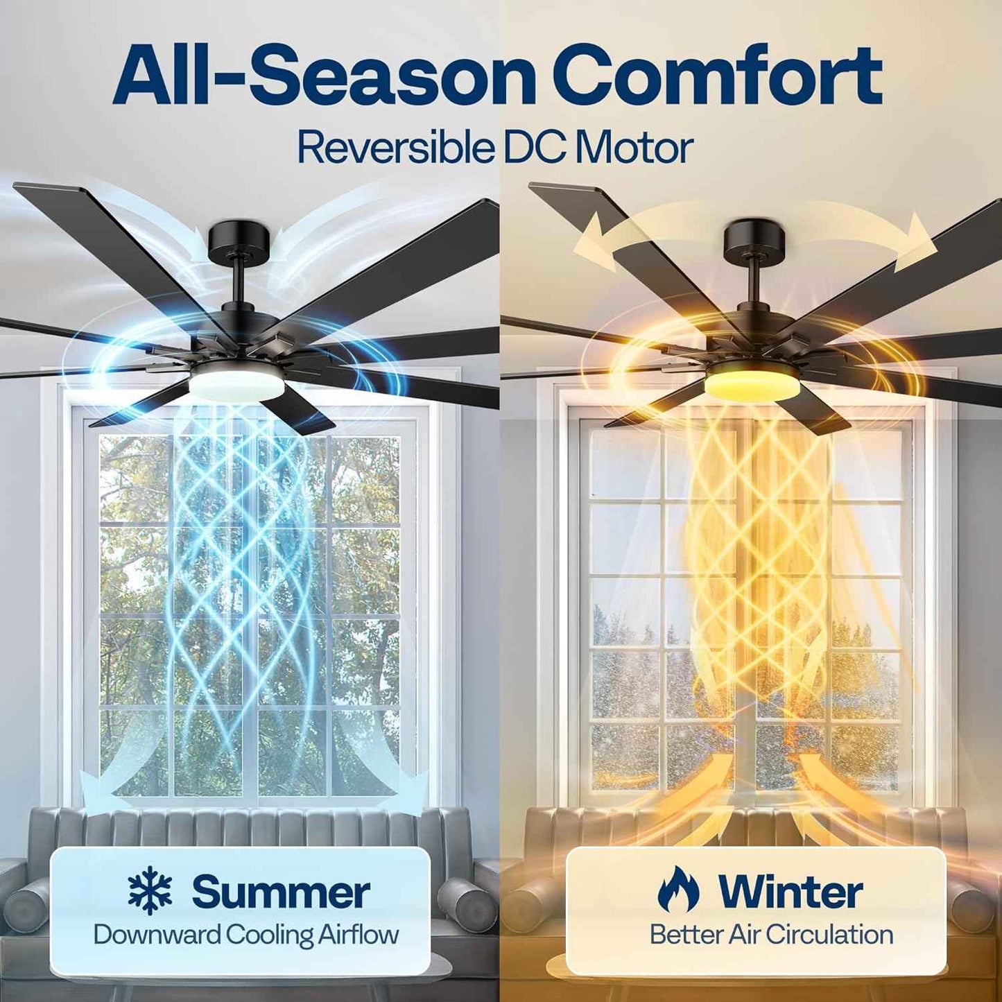 42-Inch VIVOHOME Low Profile Ceiling Fan with Lights & Remote - Dimmable, Quiet, Reversible for Bedroom & Living Room