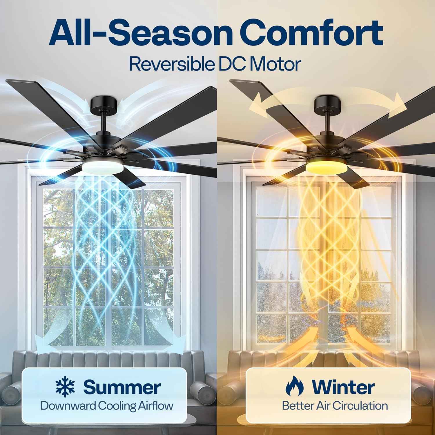 42-Inch VIVOHOME Low Profile Ceiling Fan with Lights & Remote - Dimmable, Quiet, Reversible for Bedroom & Living Room