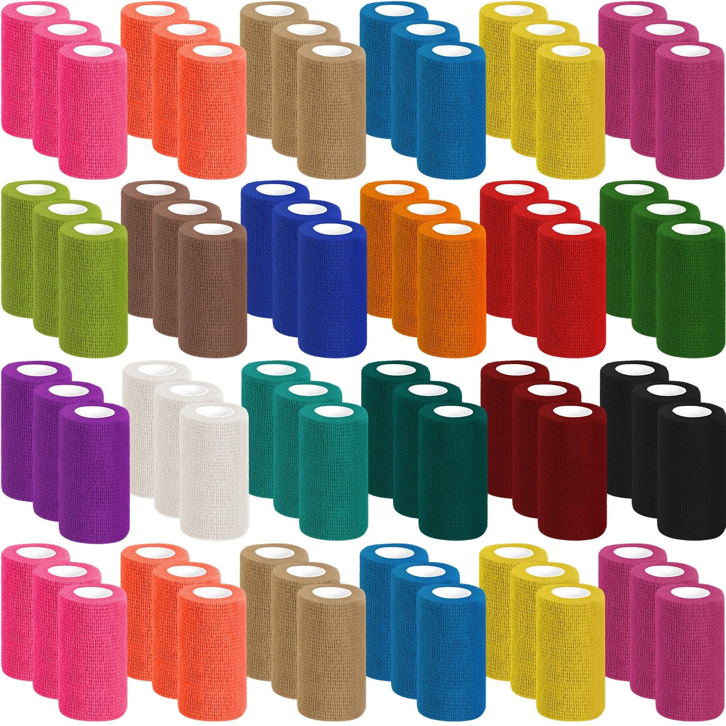 54 Pack Colorful Self Adhesive Bandage Wrap Bulk 4 Inch x 5 Yards Cohesive Bandage,Vet Wrap Breathable Elastic Self-Adherent Tape for Stretch Athletic Sports Wrist Ankle Dogs Pet Vet Wrap