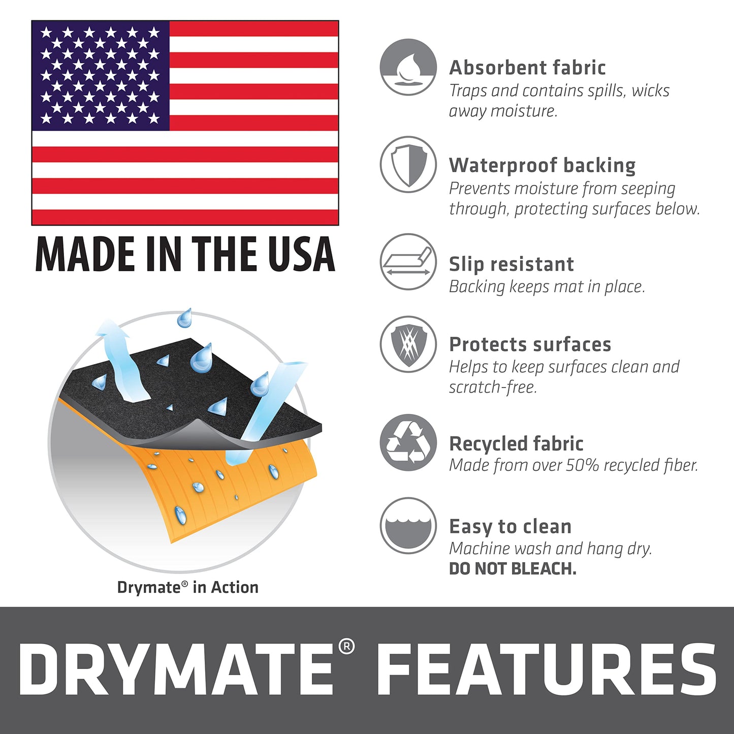 Drymate Gun Cleaning Pad (16" x 59"), Premium Gun Cleaning Mat - Absorbent/Waterproof/Durable - Protects Surfaces, Contains Liquids - (Made in the USA) (Charcoal)