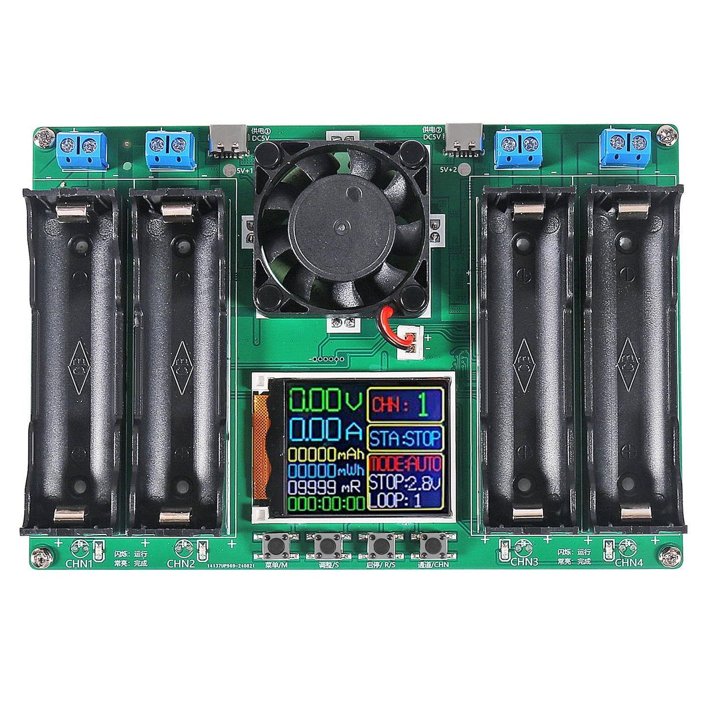 DWEII 1pcs 18650 Lithium Battery Capacity Tester Module MAh MWh Digital Battery Power Detector Module 18650 Tester Type-C (4 Channel)