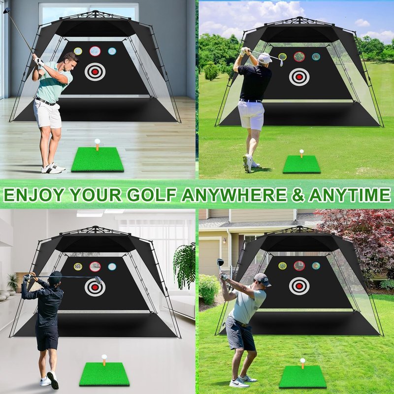 Golf Net,Golf Practice Net with Heavy Base Turf Mat,Easy to Install 10x7.5FT Hitting Aid for Backyard Driving Chipping Swing Training, for Men, Dad