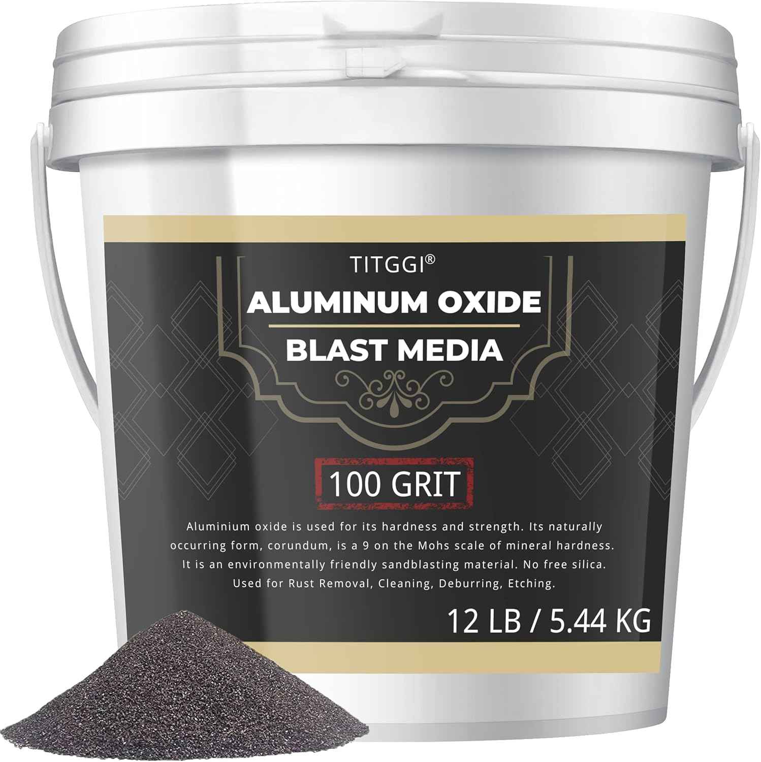 Premium 100 Grit Aluminum Oxide Blast Media - 19lbs High Abrasive Sand for Metal Blasting