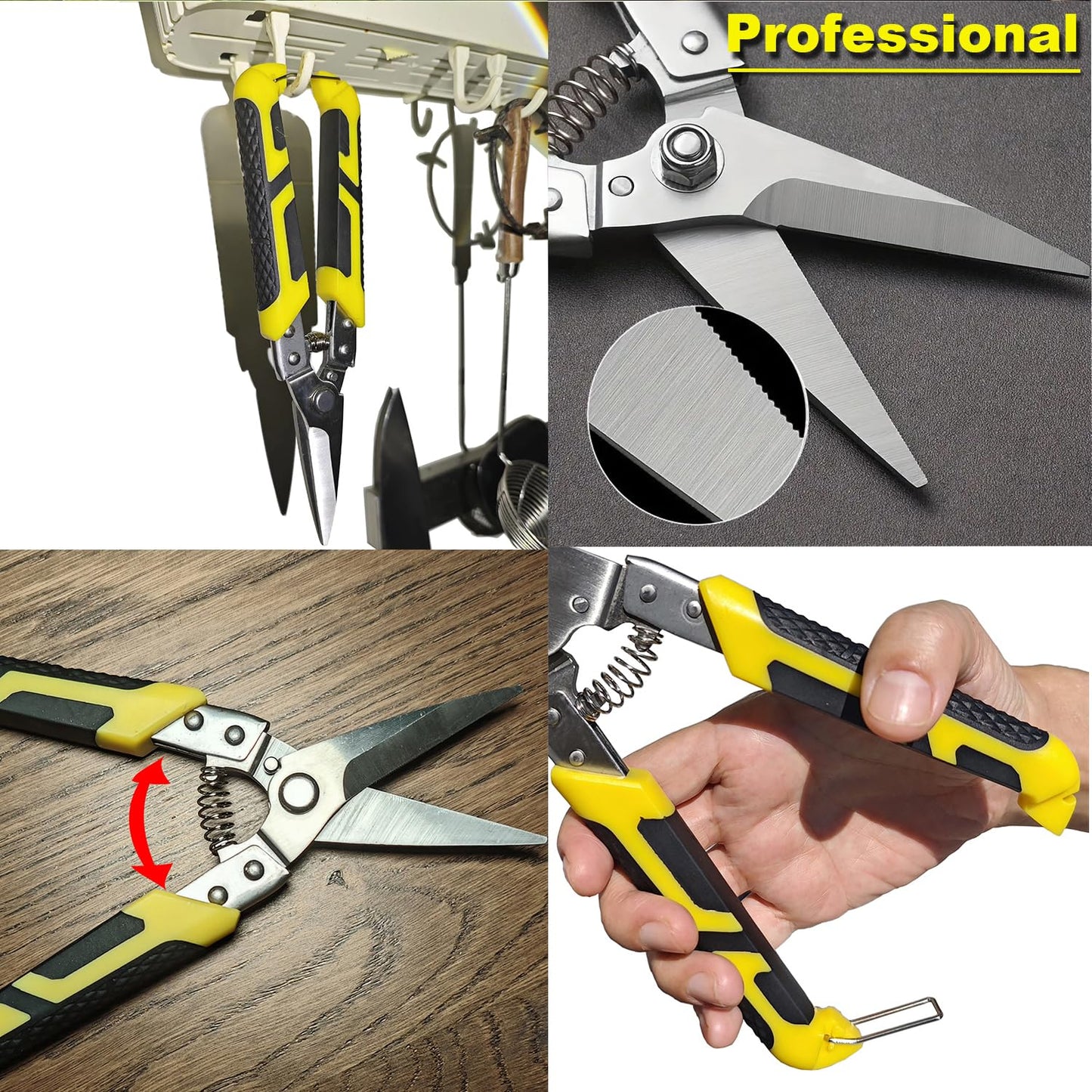 TOOLMAK Heavy Duty Industry Scissors 8.7 Inch Aviation Tin Snips Straight Metal Cutter with Comfort Grip and Stainless Steel Blades Multifunction Cutting