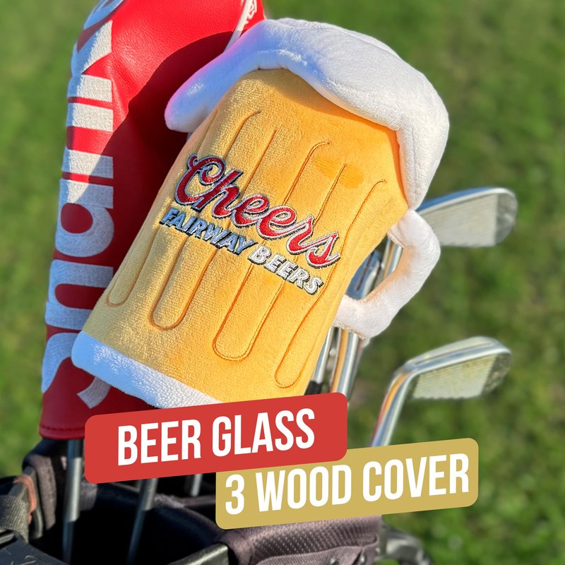 Shanker Golf - Funny Golf Headcover - Cheers Beer Glass 3-Wood Cover - Funny Golf Gift - Soft Velour Lining