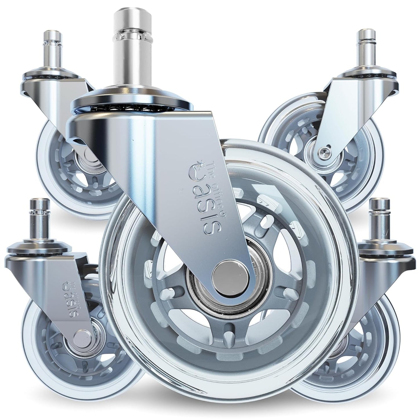 Original Rollerblade Office Chair Wheels - Smooth, Quiet Casters for Hardwood & Carpet - Easy Universal Fit - Set of 5