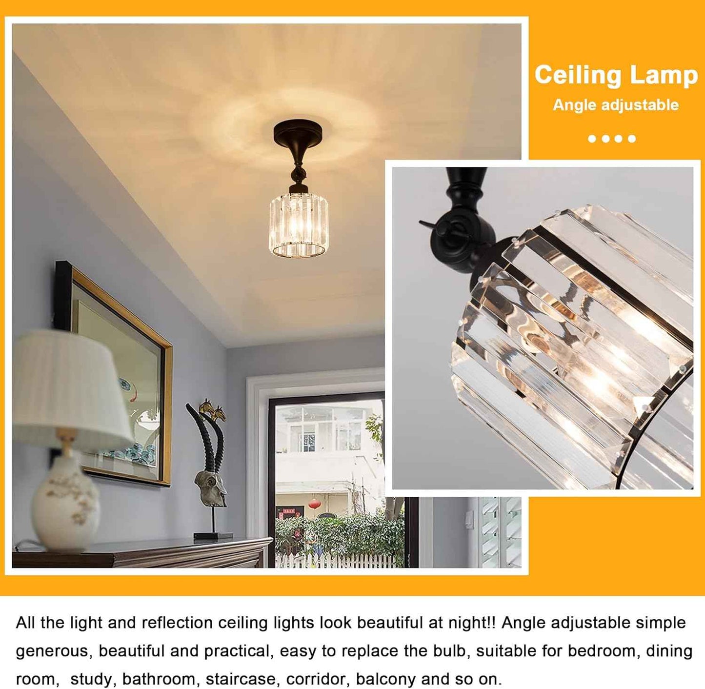 Brushed Nickel 3-Light Flush Mount Ceiling Light Fixture - Modern Geometric Design for Living Room, Kitchen, Dining Room, and Hallways