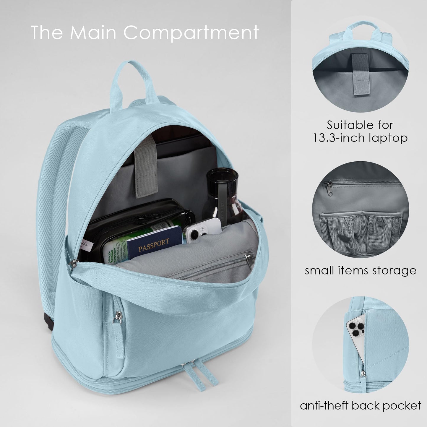 Uselike Gym Backpack for Women Men, Lightweight Gym Bag with Shoe Compartment, Waterproof Workout Backpack with Wet Pocket