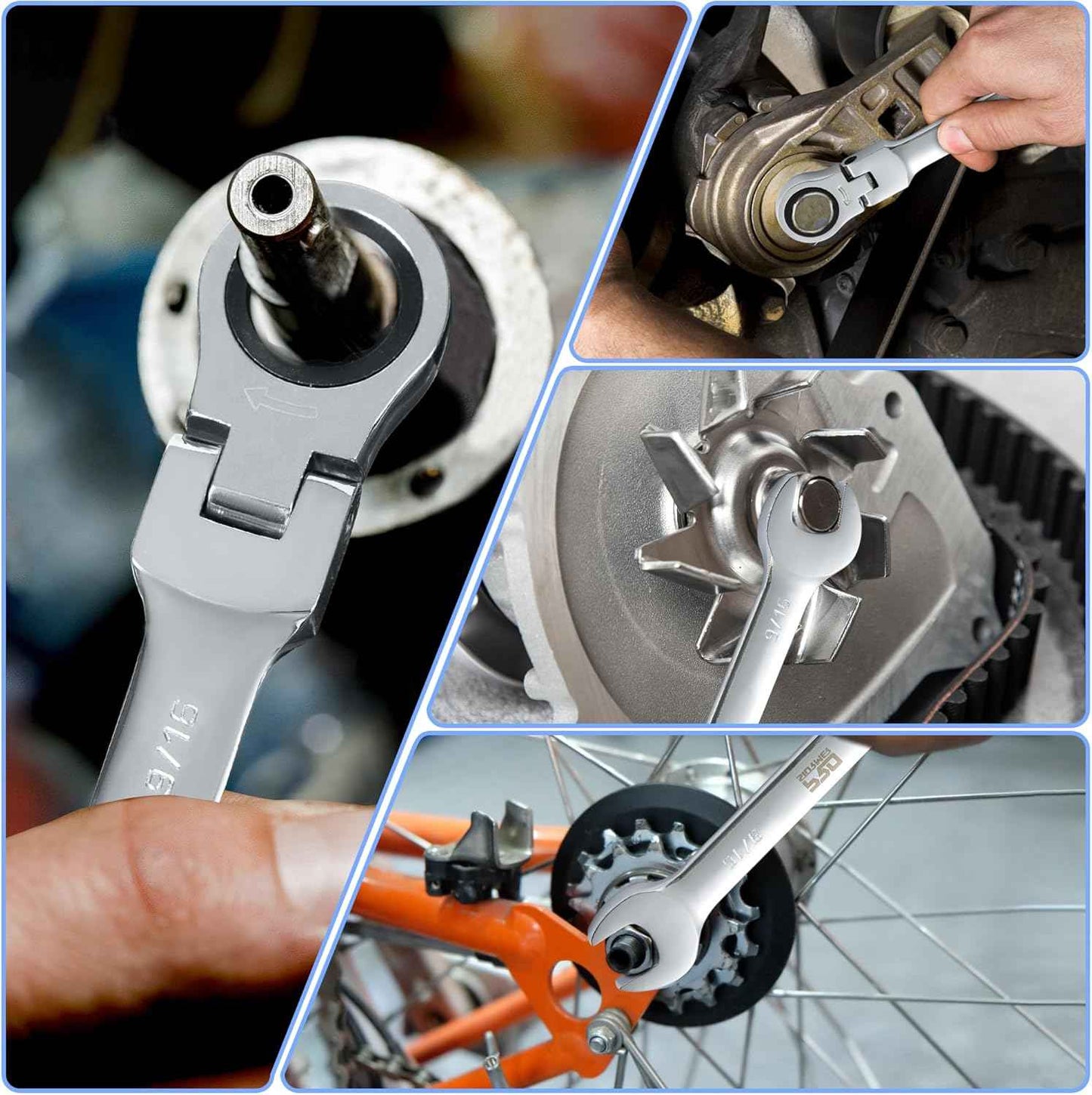 14-Piece Metric Ratcheting Wrench Set - Flex-Head, 72 Tooth, Cr-V Steel with Storage Case (6-19mm)