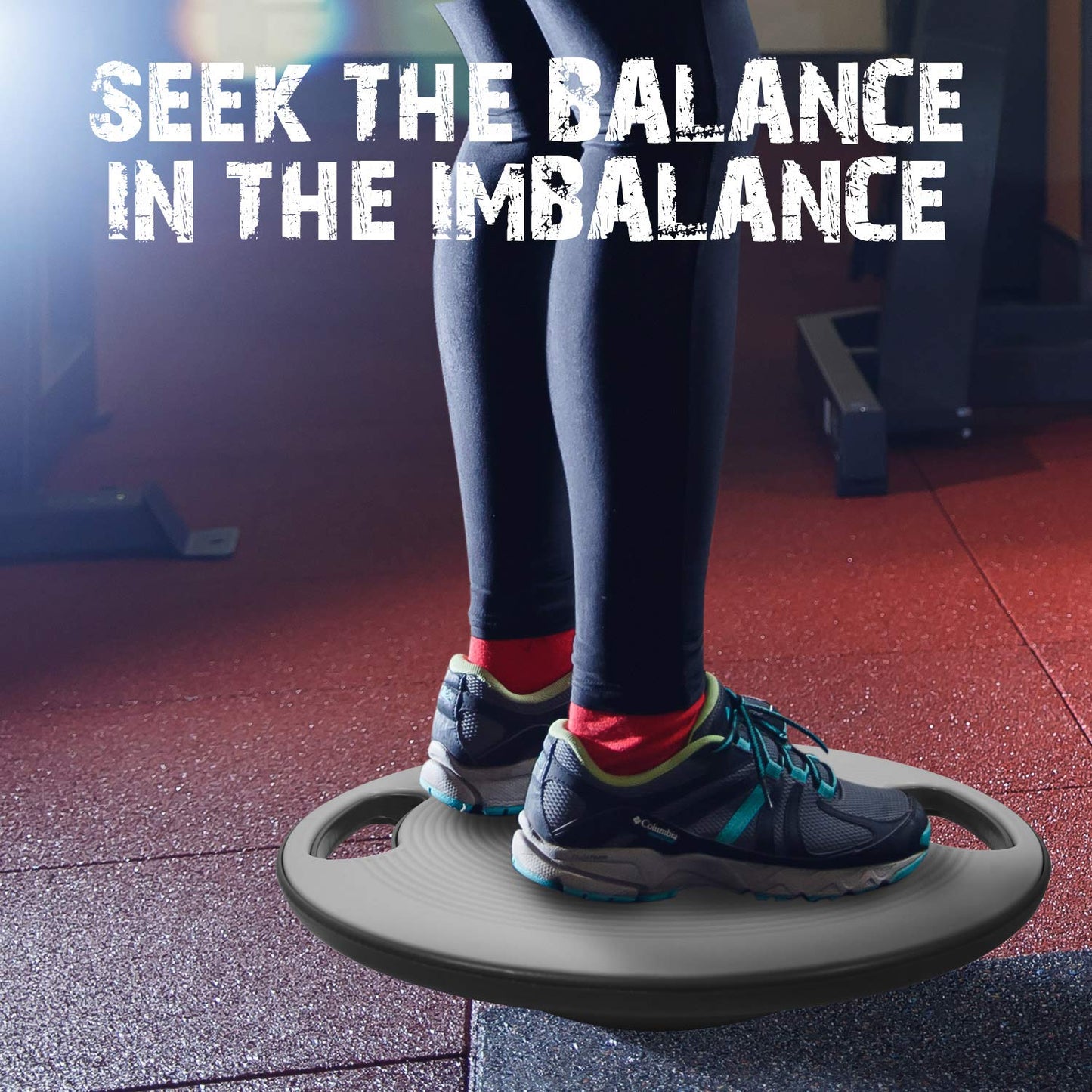 Yes4All Wobble Balance Board, Plastic Stability Trainer with Handles for Standing Desk, Core Training & Home Gym Workout (Silver - 15.7” Dia)