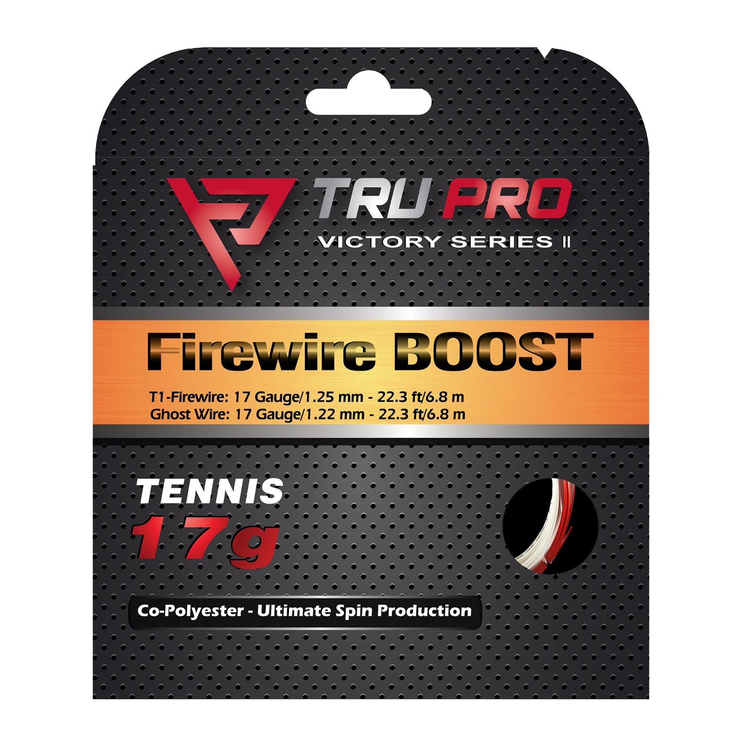 TRU PRO Firewire Boost - Tennis String (Hybrid Poly/Poly): Ultimate Ball Bite with Added Arm-Friendliness (17g, 2x6.8 m RED/White)