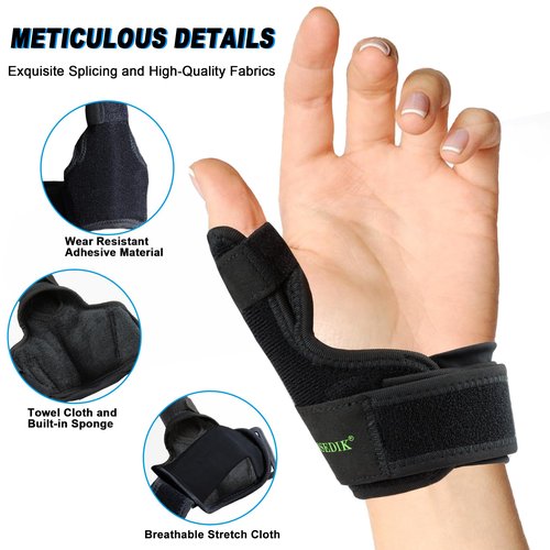 KONSEDIK Trigger Finger Thumb Splint,Adjustable Thumb Spica Support Stabilizer Brace for Pain,Sprains, Arthritis,Tendonitis,De Quervains Tenosynovitis,CMC Joint (Small)