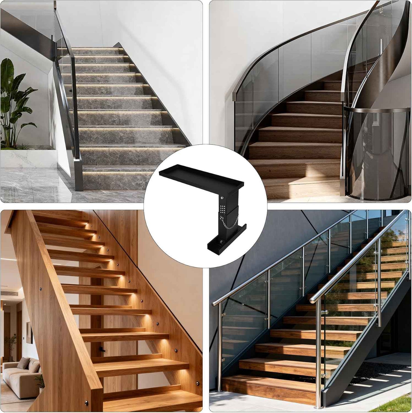 Heavy-Duty Ladder Extender for Stairs - Adjustable Non-Slip Levelers, 10.2"-16.5" Height
