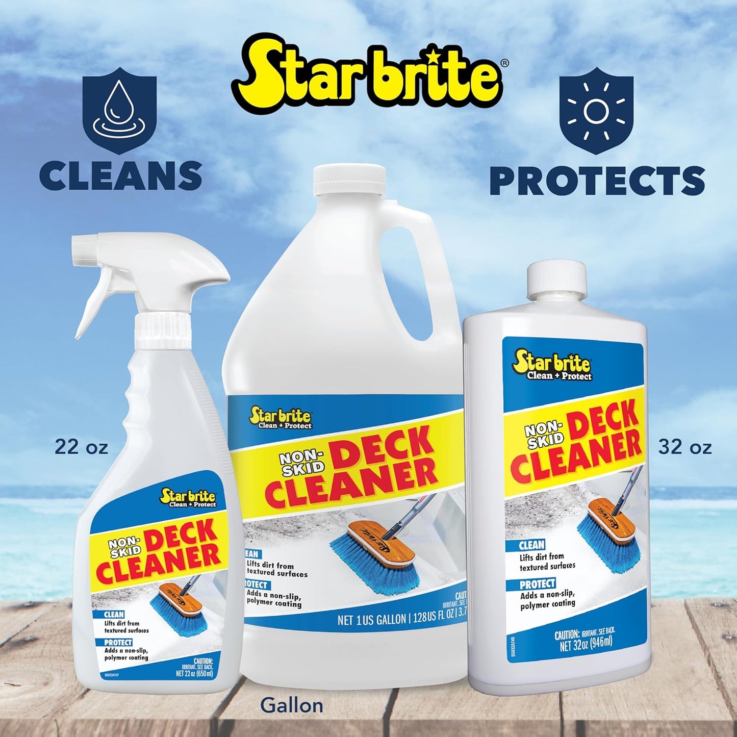 STAR BRITE Non-Skid Deck Cleaner - Ultimate Boat Deck Wash Protects Against Stains & UV Damage | Ideal for Fiberglass, Vinyl, Metal