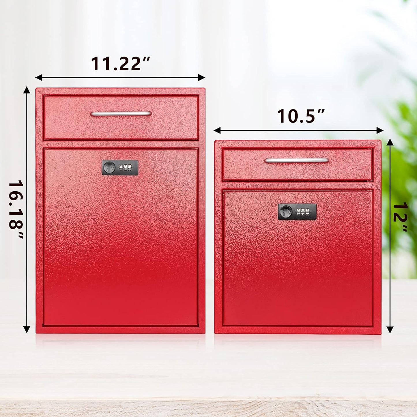 Secure Wall-Mount Mailbox with Lock | KYODOLED Large Steel Drop Box, Black, 16.2H x 11.22L x 4.72W