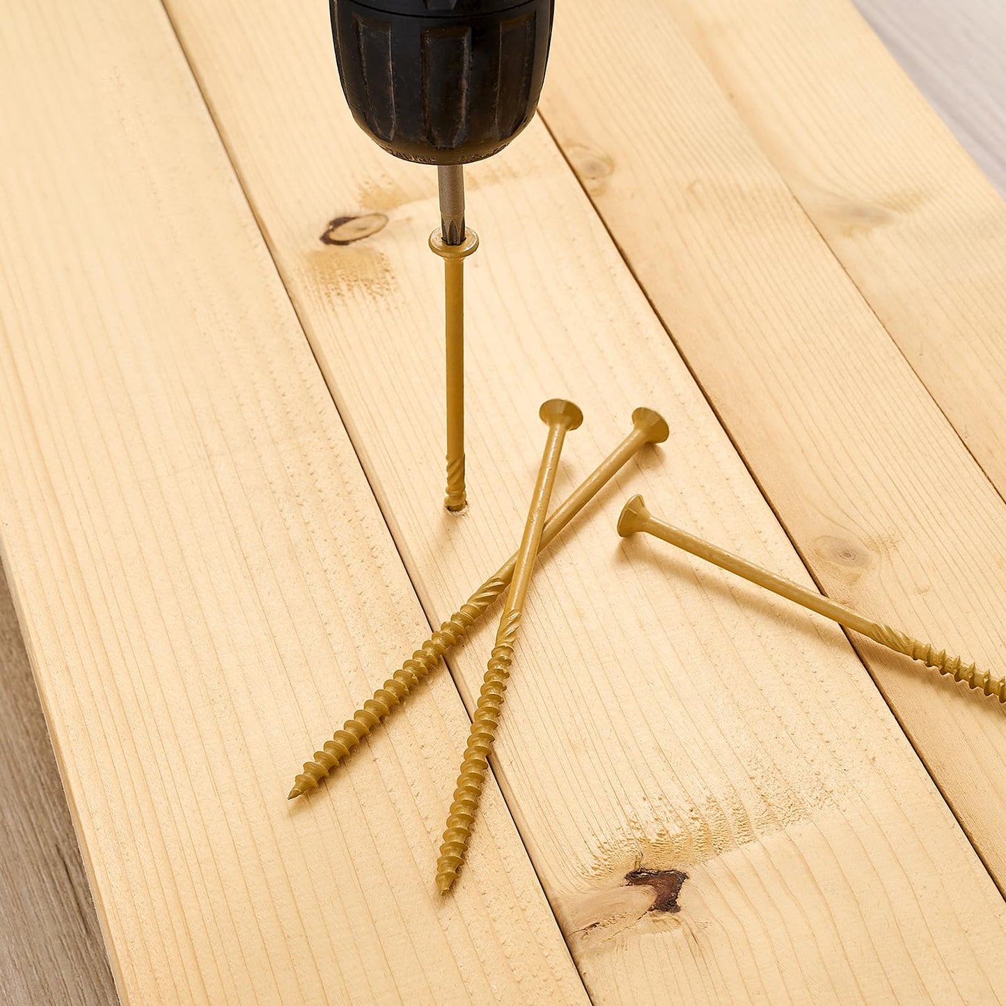 Aandxmok 50 PCS(1.22lb), #10 x 5 Deck Screws, Wood Screws 5 Inch, Rust Resistant, Star/Torx Drive Head, Self-Tapping Point, Dampening Knurled, Outdoor Wood Screws, T25 Star Bit Included