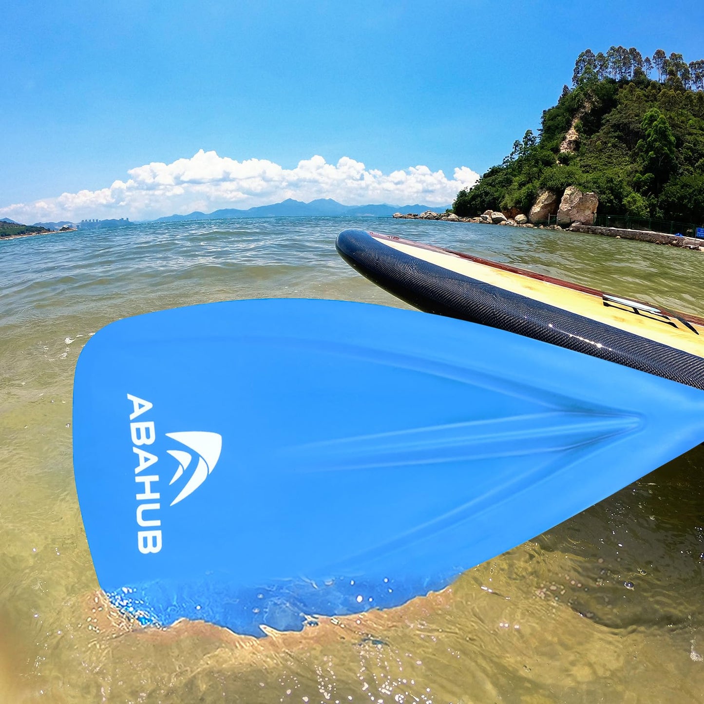 Abahub Carbon Fiber SUP Paddle 3-Piece,Adjustable 67-86" with Bag,Blue