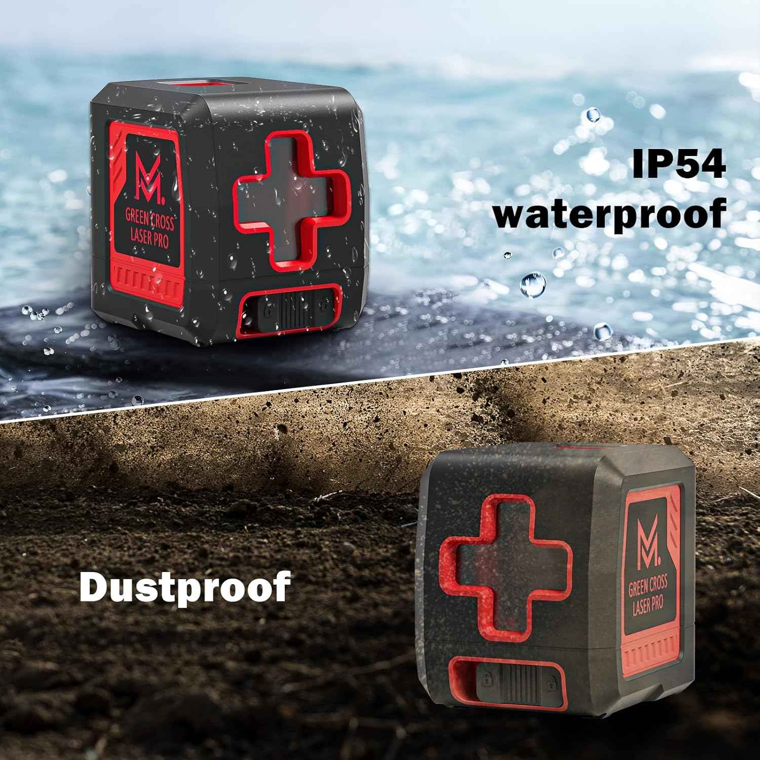 Green Laser Level with Tripod - 100ft Self-Leveling Cross Line, IP54 Waterproof, 4 Brightness Modes & Carrying Bag