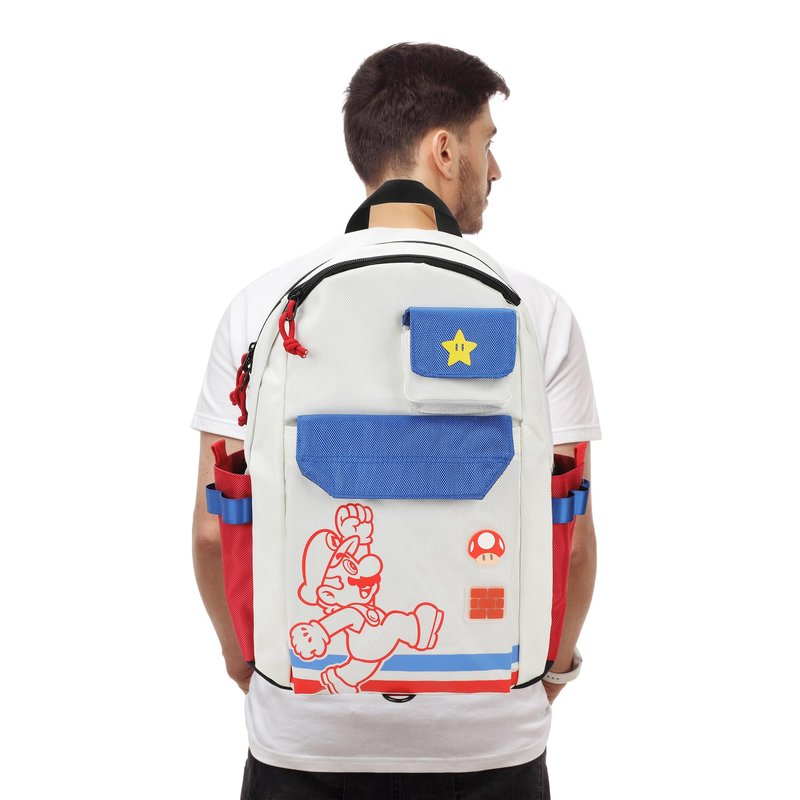 Bioworld Super Mario Bros Mario Jump Pose 19" White Backpack