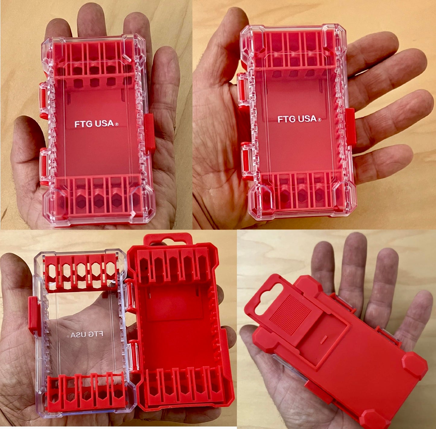 FTG USA Small Storage Container for Impact Driver Bits, Plastic Box Used as Storage Case for Countersink Drill Bit and Hex Bits