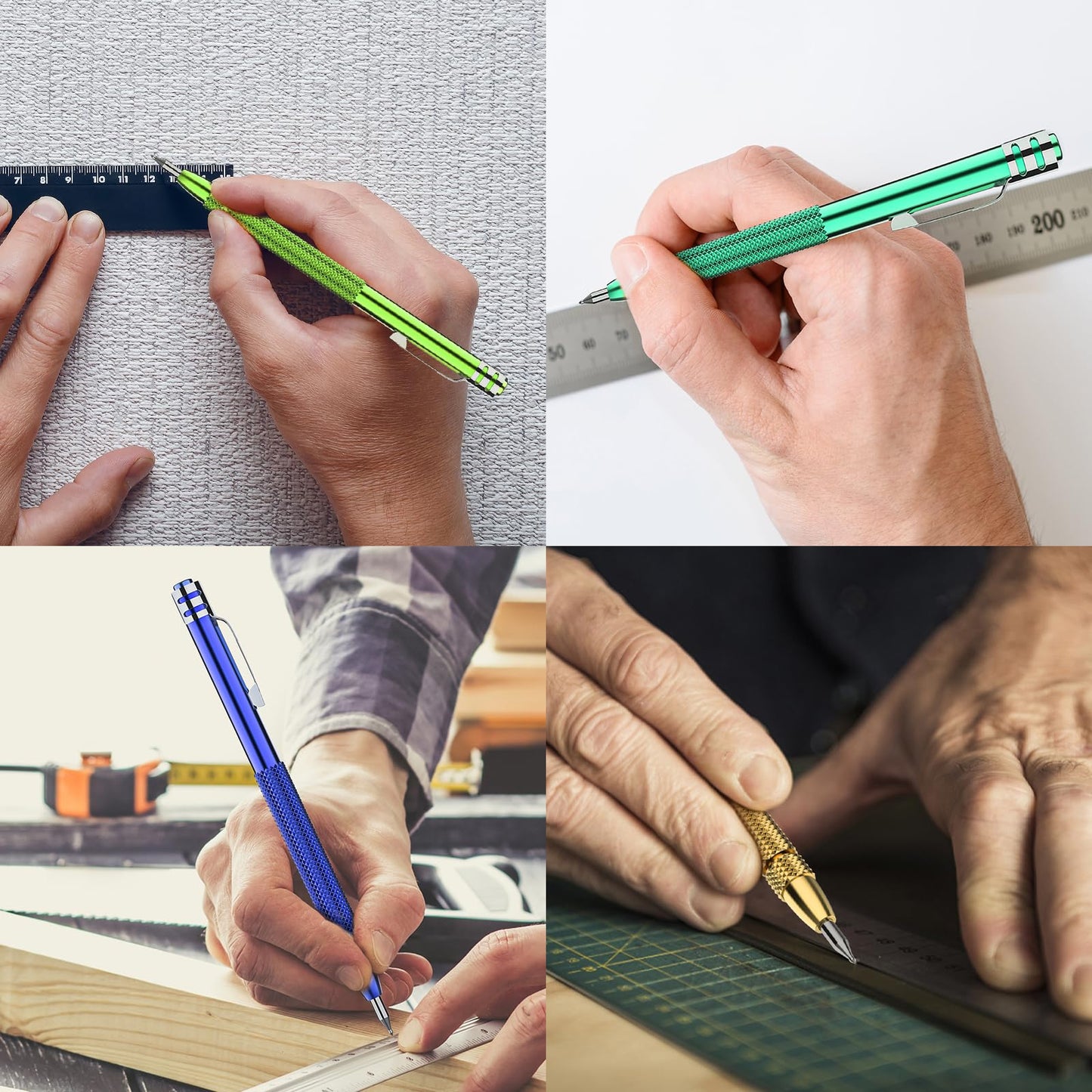 Glieskir 4 Pack Tungsten Carbide Scriber with Magnet,with Extra 21 Replacement Marking Tip And 6-Inch Ruler,Etching Engraving Pen for Glass/Ceramics/Metal Sheet