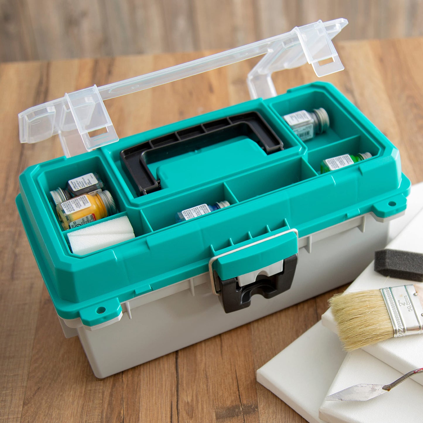 Sheffield 12671 13" Tackle Box, Tool Box, Craft Storage, Fishing Gear and Art Supply Storage Organizer, Gifts for Men, Gifts for Women, Made in USA