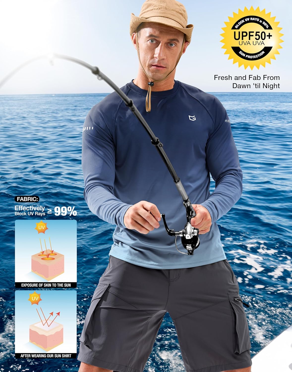 Skiennix Men's Long Sleeve Sun Protection Shirt - UPF 50+ | Lightweight & Comfortable