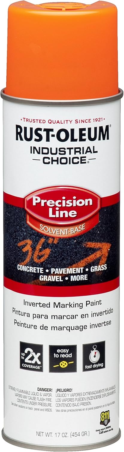 Fluorescent Orange Marking Spray Paint - Rust-Oleum 12 Pack, 17 Oz Inverted Solvent-Based