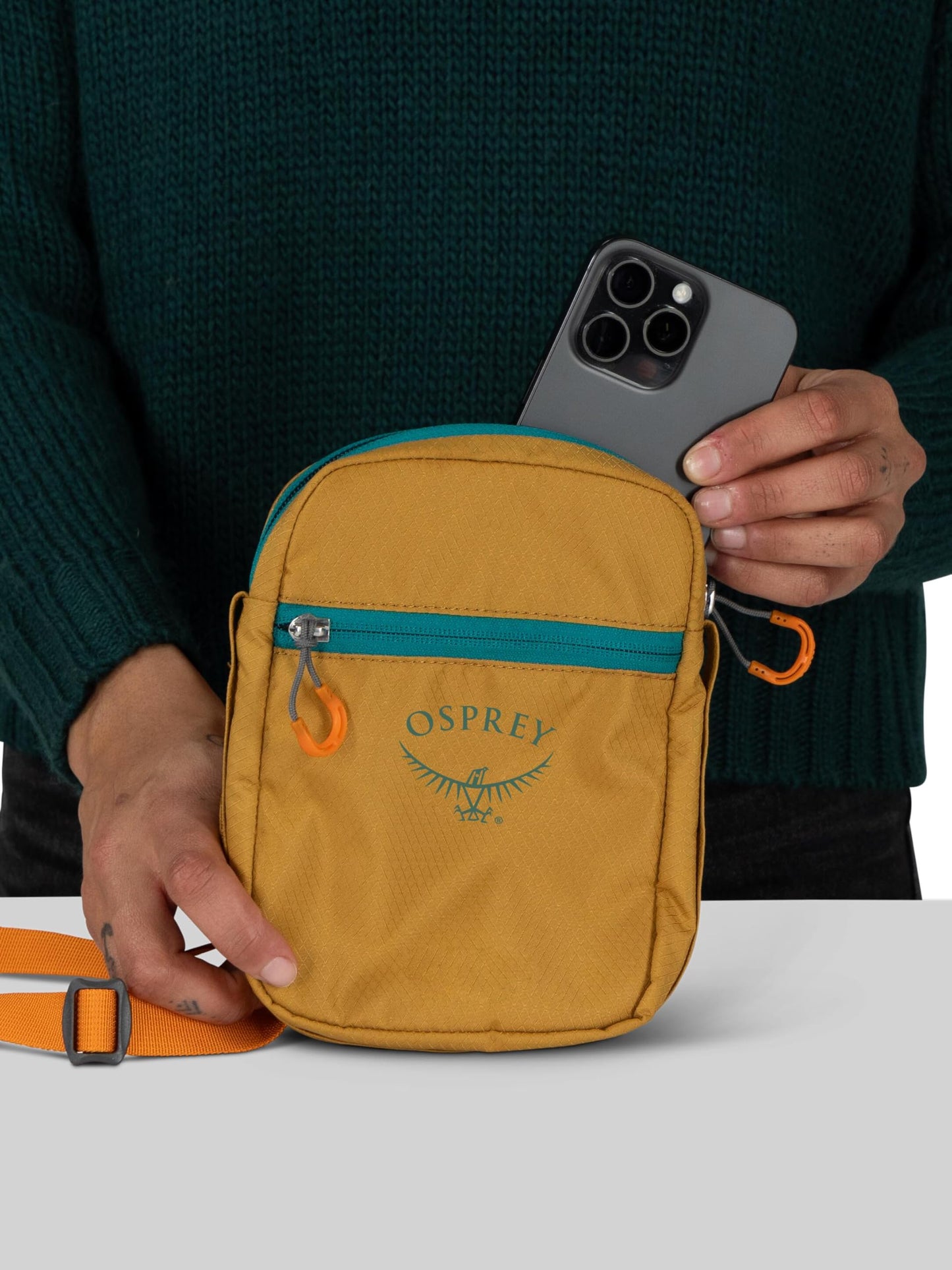 Osprey Daylite Small Crossbody Bag - Durable Sling Bag with Zipper Pockets for Everyday Carry, Porcelain Orange