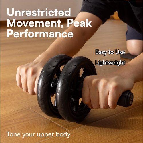 H&S Ab Roller Wheel For Abs Workout - Abdominal Core Exercise Equipment With Extra Thick Knee Pad Mat - w/Dual Glide Wheels - Abs Roller Wheel Home Workout - Abs Exercise Equipment