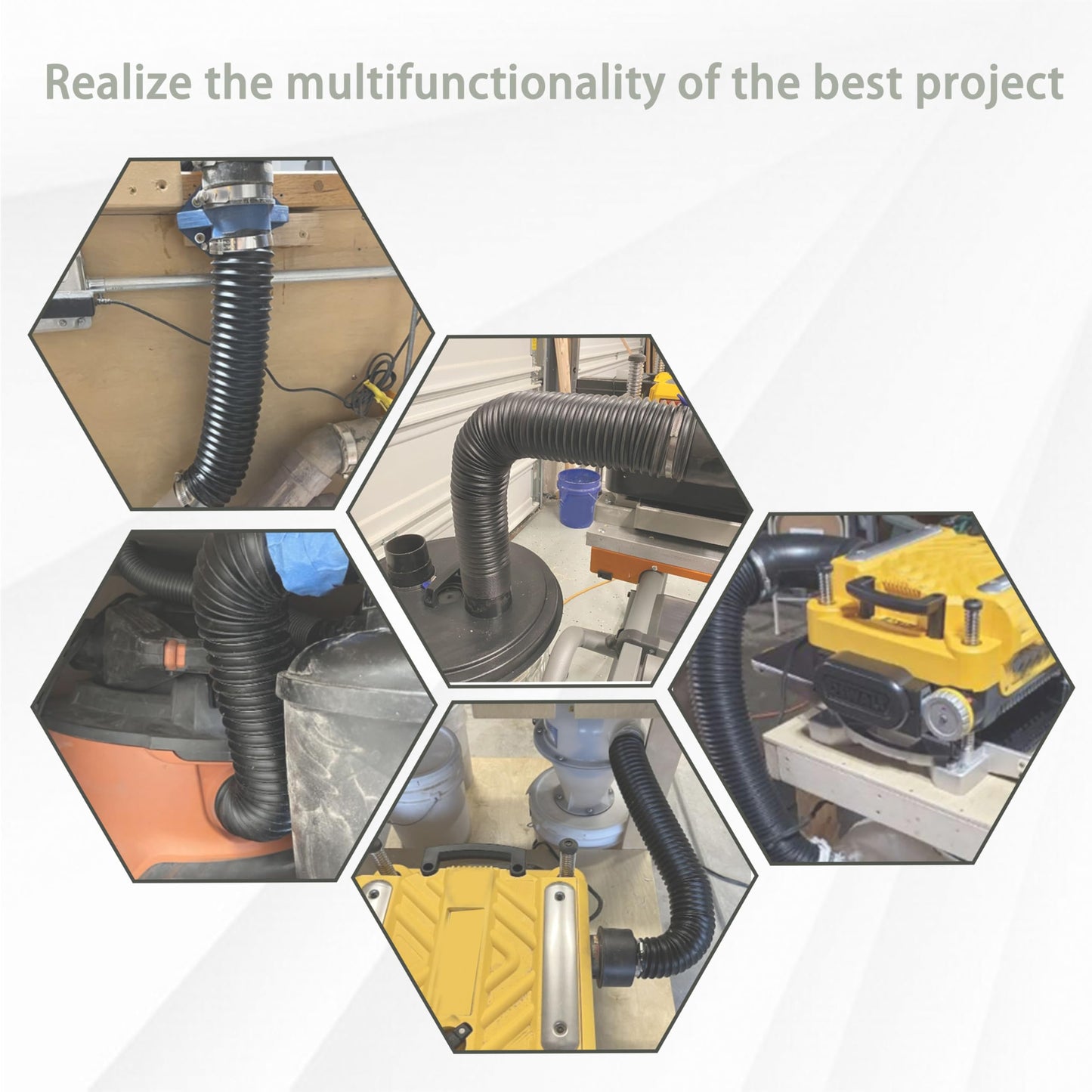 TOKDOOT 2-1/2 Inch Dust Collection fittings Dust Collector Hose 2.5 inchs Flexible Dust Collection Hose 70198, for Table Saw, Drill Press, Woodworking and Wood Shop