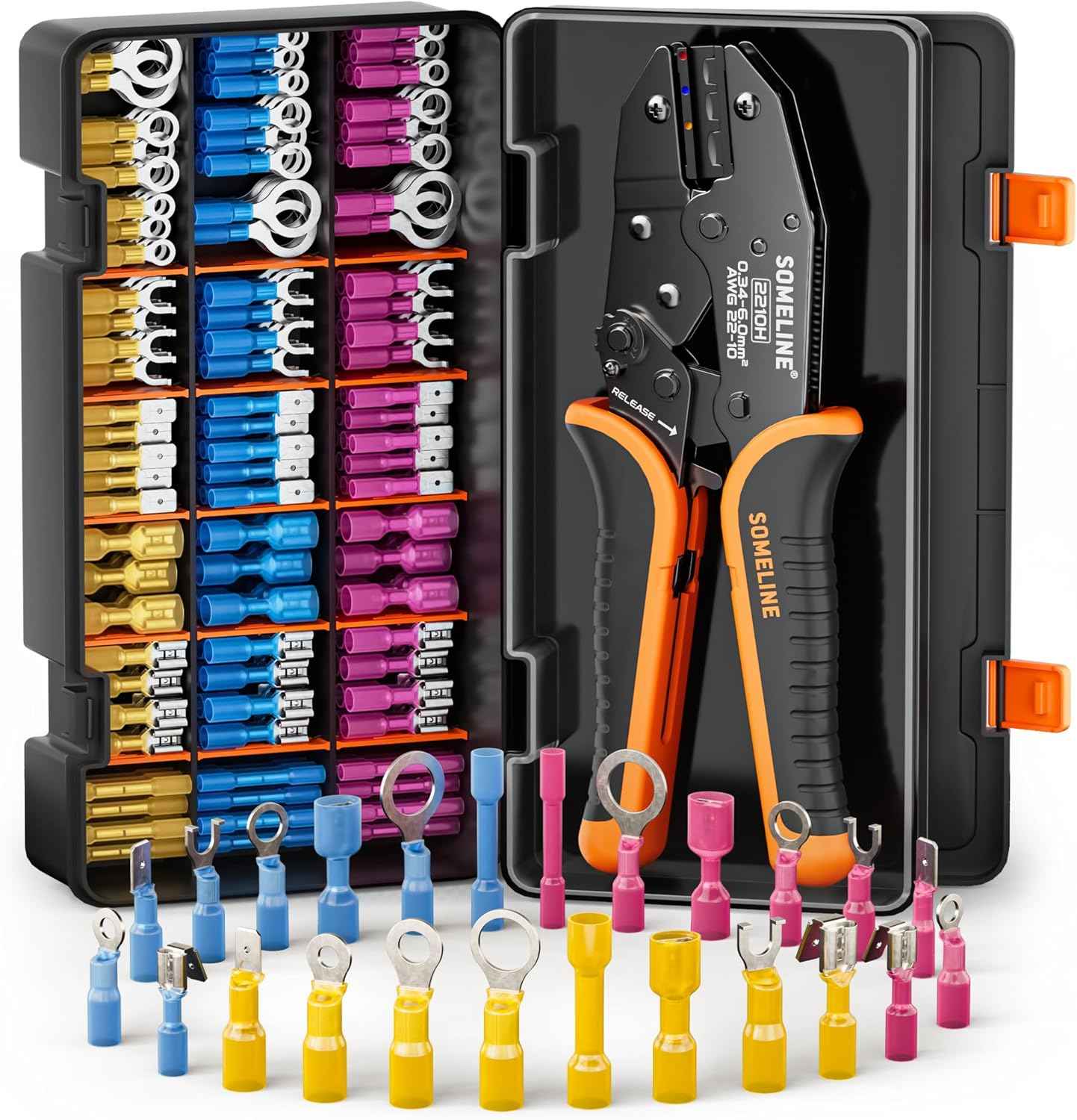 Heat Shrink Connector Crimp Tool Kit - 48 Sizes (22-10 AWG) Marine Grade Wire Connectors & Pliers