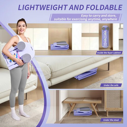 Pilates Board Reformer 15-in-1: Split & Foldable Design, Portable Home Gym with Digital Display, Resistance Bands, Balance Board for Women's Full Body & Core Training