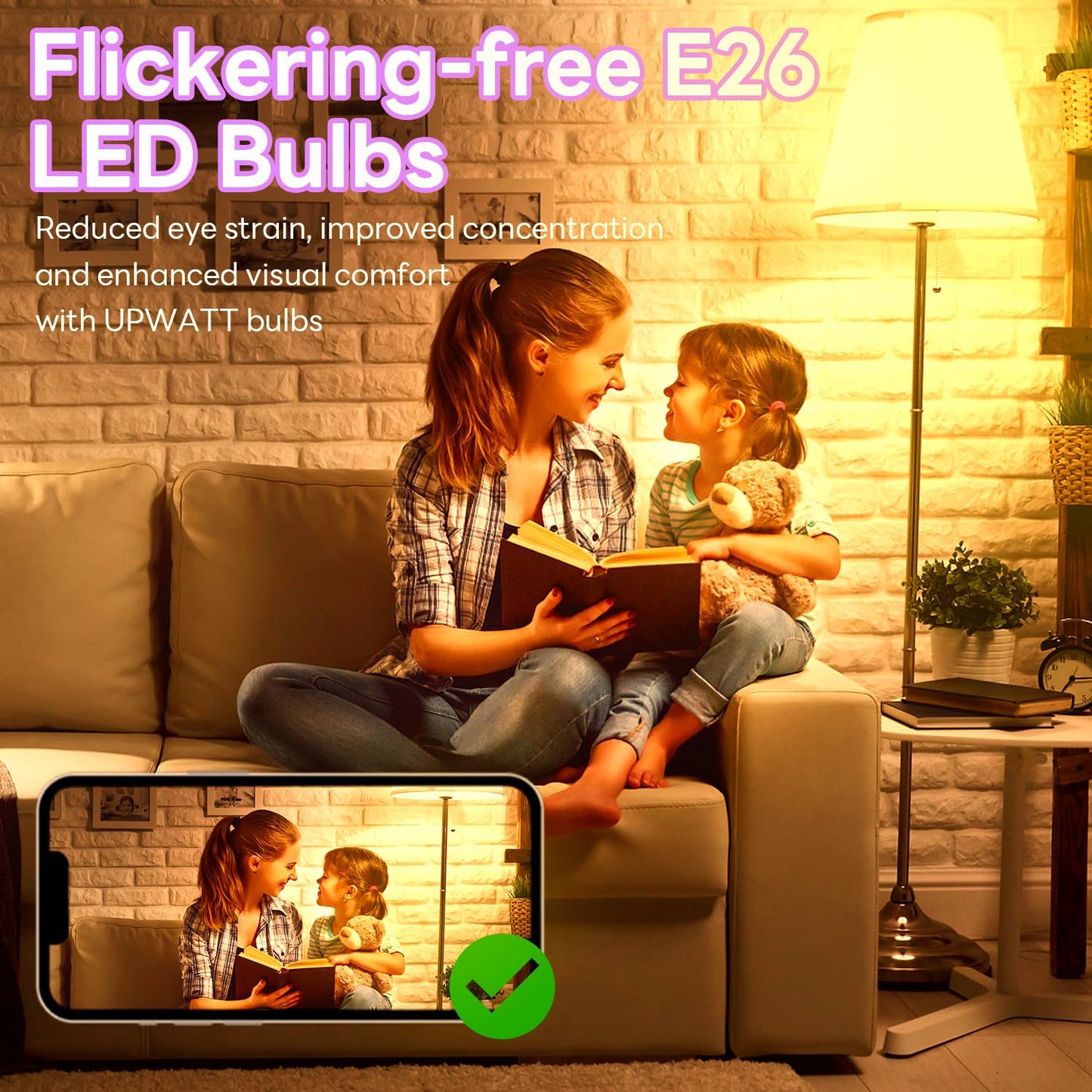 UPWATT A19 LED Light Bulb, 6W (40W Equivalent) 2700K Warm Yellow Light, 570 Lumens, Non Dimmable, E26 Standard Medium Base for Bathroom Home Lighting 10 Packs