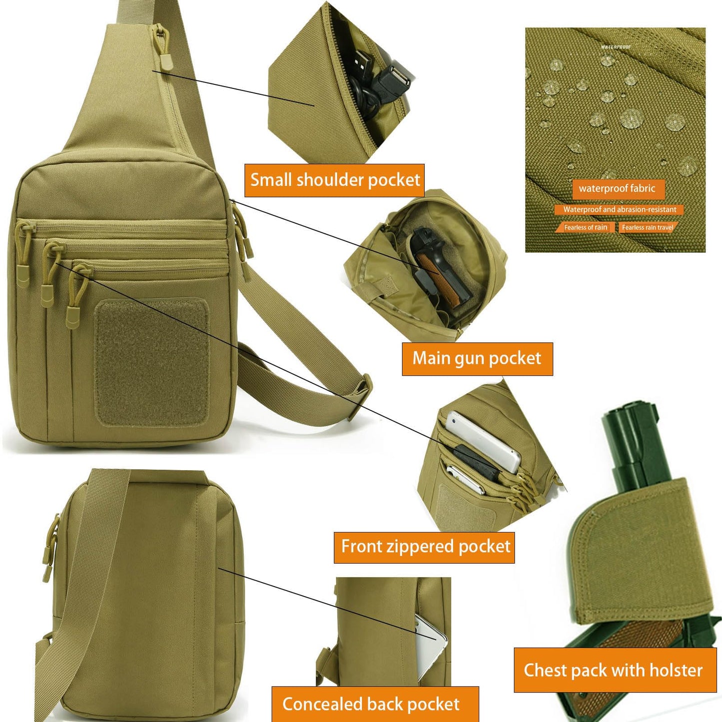 SXJWISHES Tactical Sling Chest Bag Concealed Carry Crossbody Bags EDC Casual Pack for Men and Women(Army green)