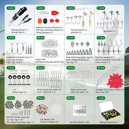 FONMANG 601-Piece Fishing Tackle Box - Complete Fishing Gear Set | Perfect Christmas Gift for Men
