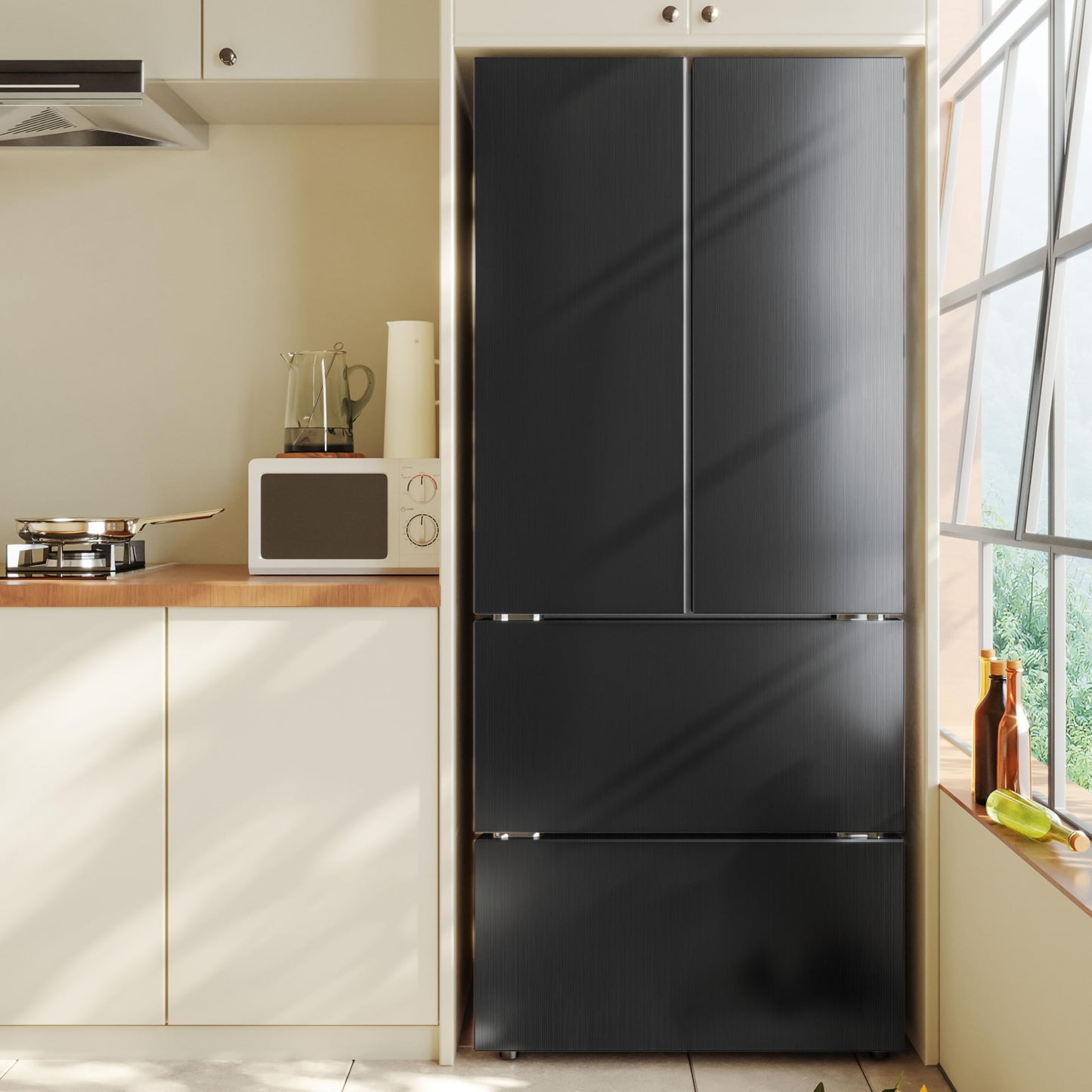 LXCREAT Refrigerator Appliance Wraps Peel and Stick Wallpaper Black Metallic Brushed Stainless Steel Contact Paper Heat Resistant Self-Adhesive Wallpaper for Dishwasher Oven 15.7" X 78.7"