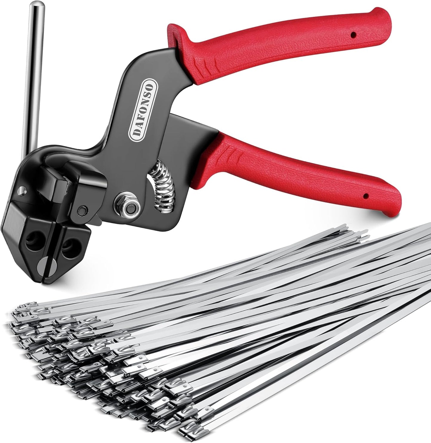 Heavy Duty Stainless Steel Cable Tie Gun Kit - 100PCS 11.8" Zip Ties, 200LBS Strength, UV Resistant for Fencing & Industrial Use