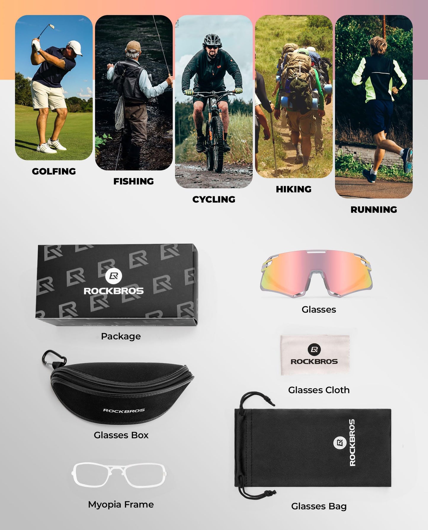 ROCKBROS Cycling Glasses Bike Photochromic Sunglasses for Men TR90 MTB Biking Sunglasses