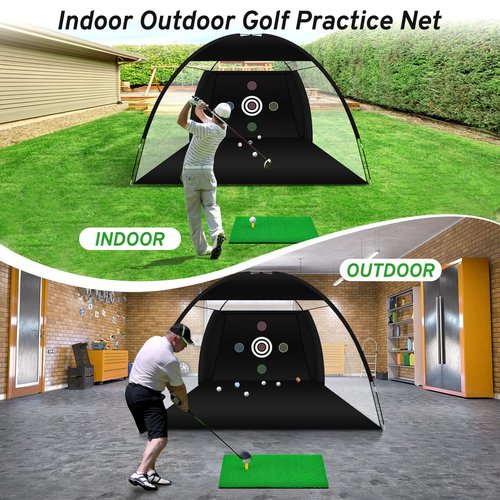 Vixflux Golf Net, Practice Net with Hitting Mat, Backyard Driving & Chipping, Black
