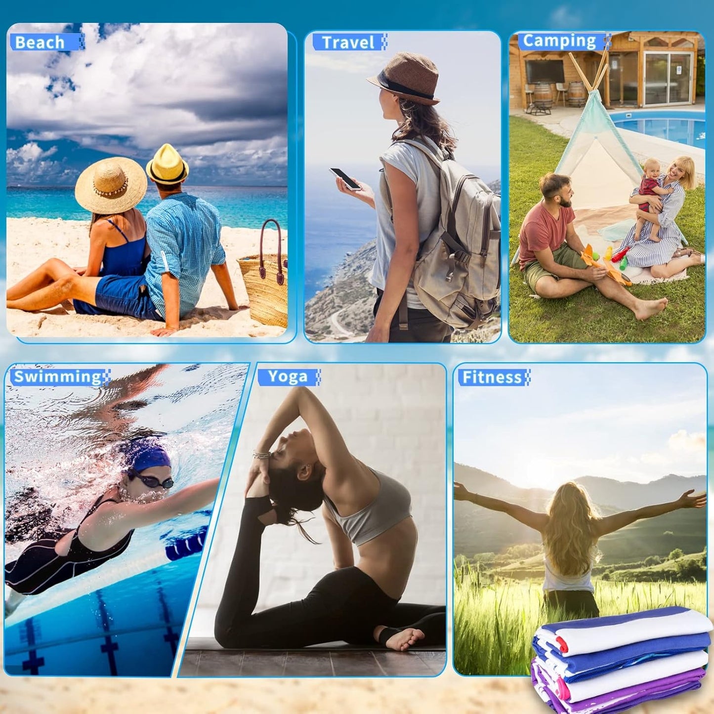 Skiennix Oversized Microfiber Beach Towels - XL Lightweight & Sand-Free | 71"x32" - Perfect for Travel & Yoga