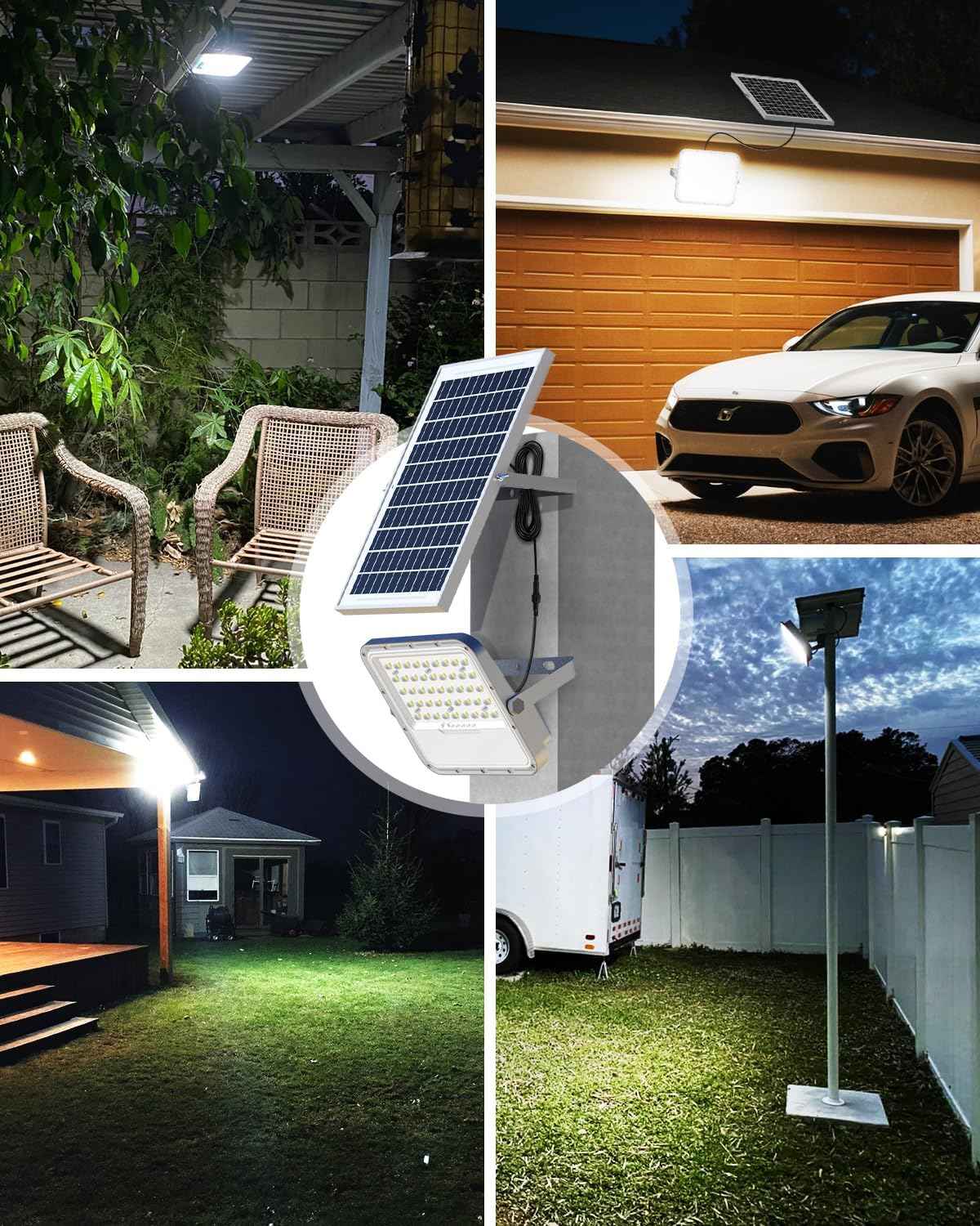3000LM Solar Security Flood Light with Remote Control - IP65 Waterproof, Auto On/Off Dusk to Dawn, 10000mAh Battery for Outdoor Wall, Porch, Shed, Barn