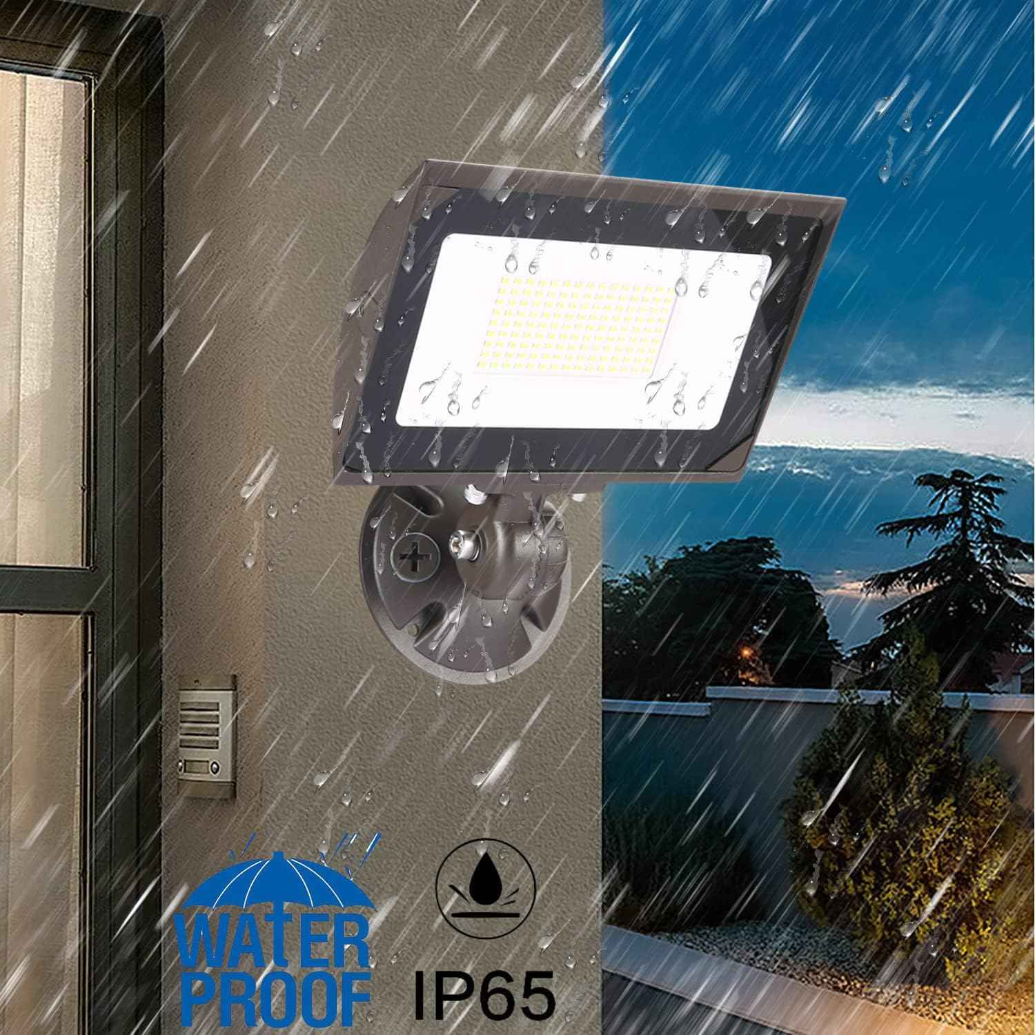 80W LED Flood Light - Waterproof Outdoor Security Light, 9600LM, 5000K Daylight, Knuckle Mount Included