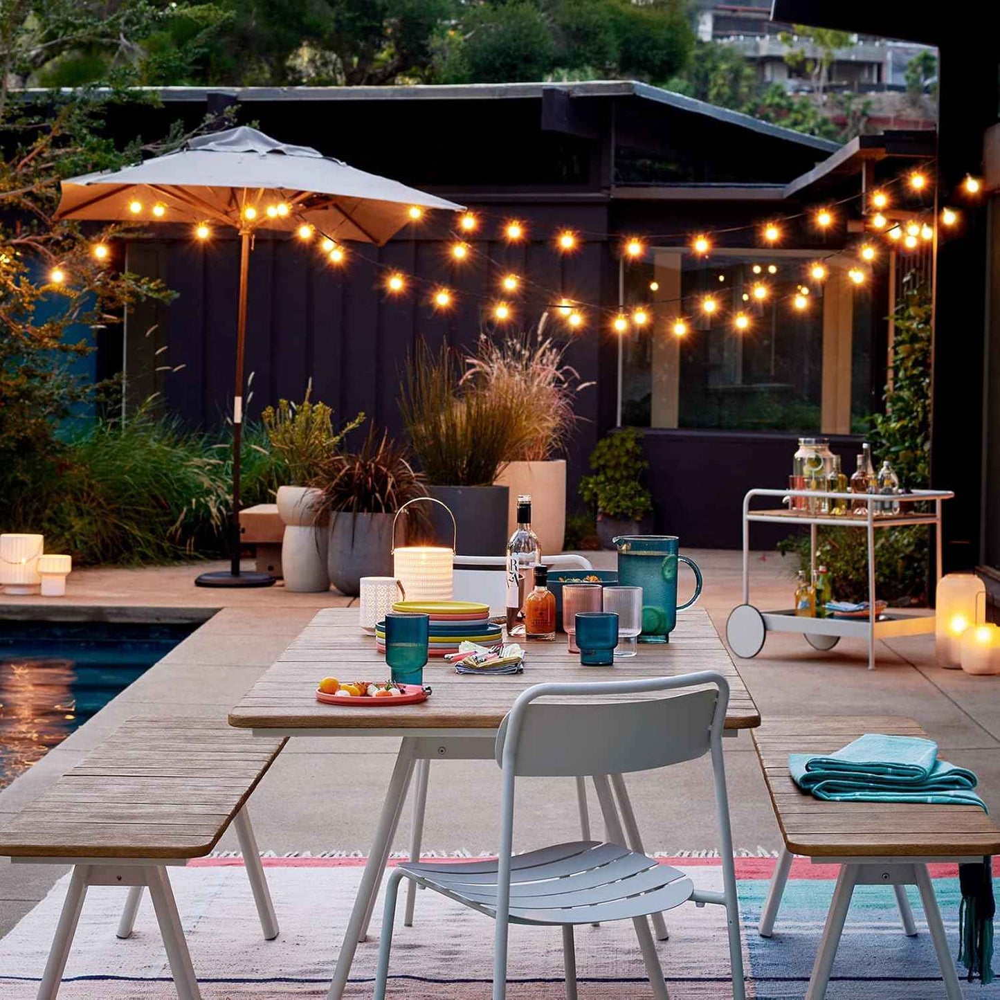Outdoor String Lights 100FT - G40 Globe Patio Lights with 54 Waterproof LED Bulbs - Black Wire