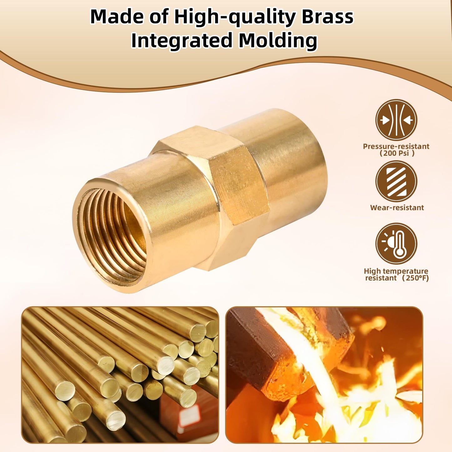 2 Pack Brass Inert Arc Hose Coupler Pipe Connector for Welding & Industrial-Grade Sealing,Thread Size 5/8 in, RH Female to RH Female, B Size, AW-430 for W estern Enterprises Adapter Fittings