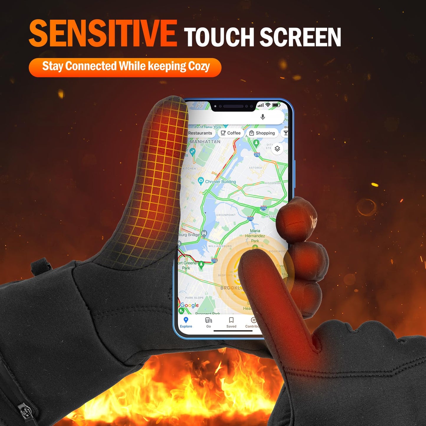 Heated Gloves Liners for Men Women Rechargeable Battery Powered