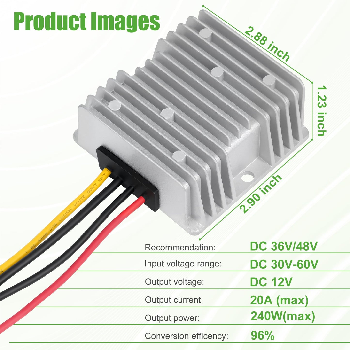 10L0L DC-DC 36V 48V to 12V 20A 240W Step Down Converter Golf Cart Voltage Regulator Reducer Transformer with Fuse Waterproof