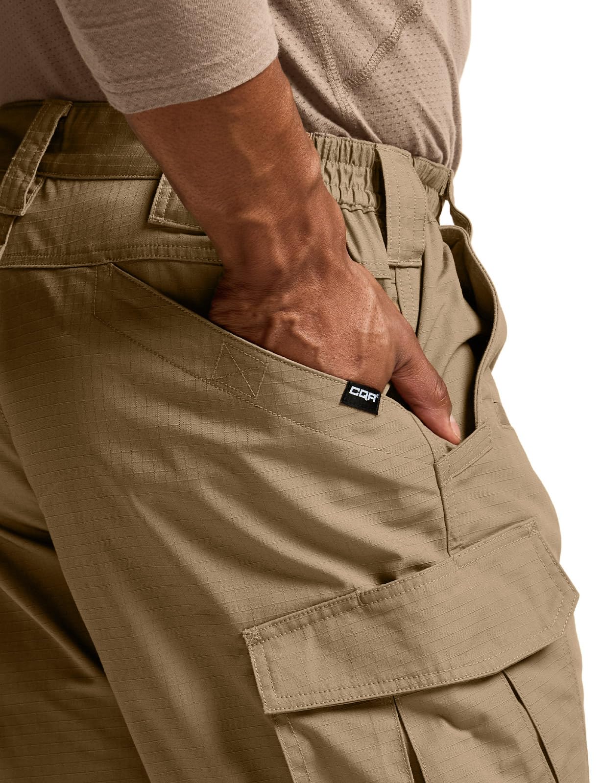 CQR Men's Tactical Pants, Water Resistant Ripstop Cargo Pants, Lightweight EDC Work Hiking Pants, Outdoor Apparel, Raider Mag Pocket Cougar, 34W x 34L